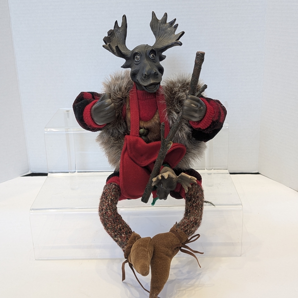 Winward holiday poseable Moose animal Shelf Sitting
